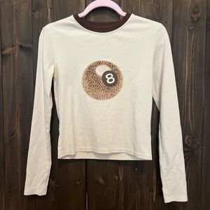Cream Long Sleeve Graphic Top